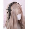 古典的なロリータヘッドドレスフリルレースボウブラックロリータヘアアクセサリー